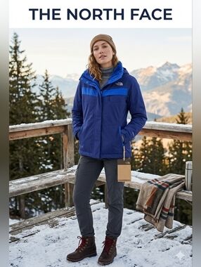 The North Face Women's Royal Blue Jacket with Contrast Trim Fleece Inside
